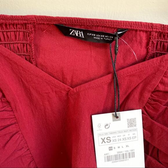 NWT Zara Long Sleeve Ruched Crop Top - Picture 4 of 5